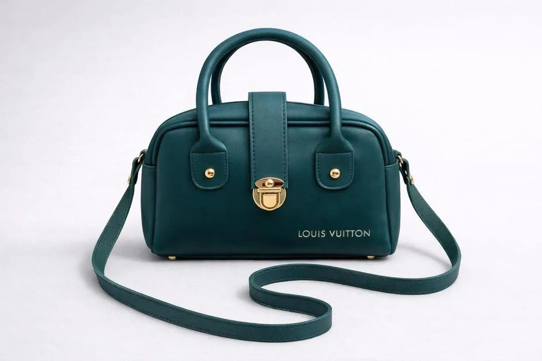 Women's Brown Leather Shoulder Bag with Top Handle