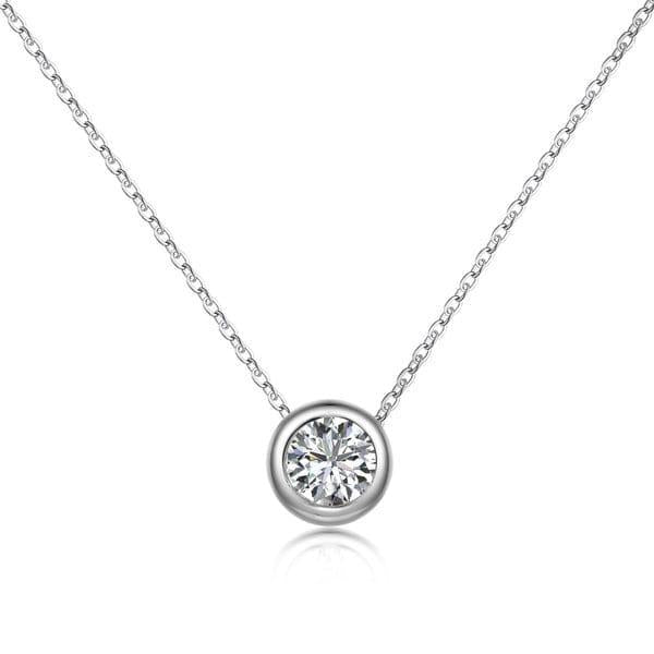 Simple Silver Plated Zircon Pendant