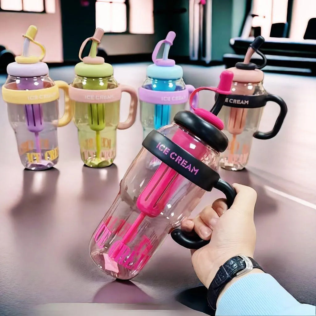 Premium Quality Gym Water Bottle with Straw & Handles