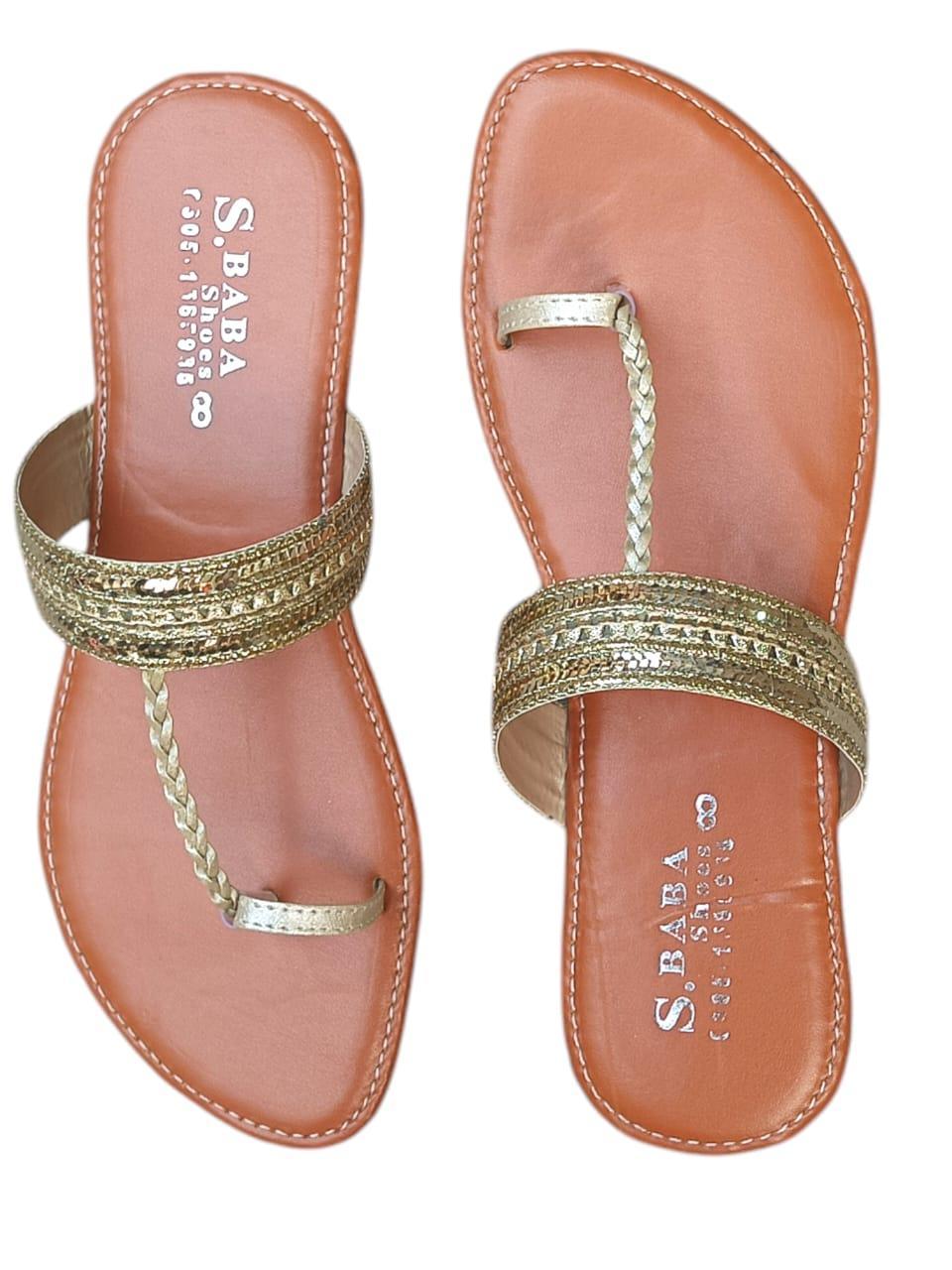 Stylish Golden PU Leather Kolhapuri Chappal for Women - 1 Pcs