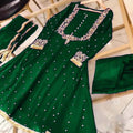 Green Embroidered Maxi Set for Eid & Weddings