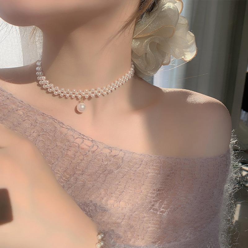 Adjustable Pearl Stone Choker for Women White Elegant Daily Wear