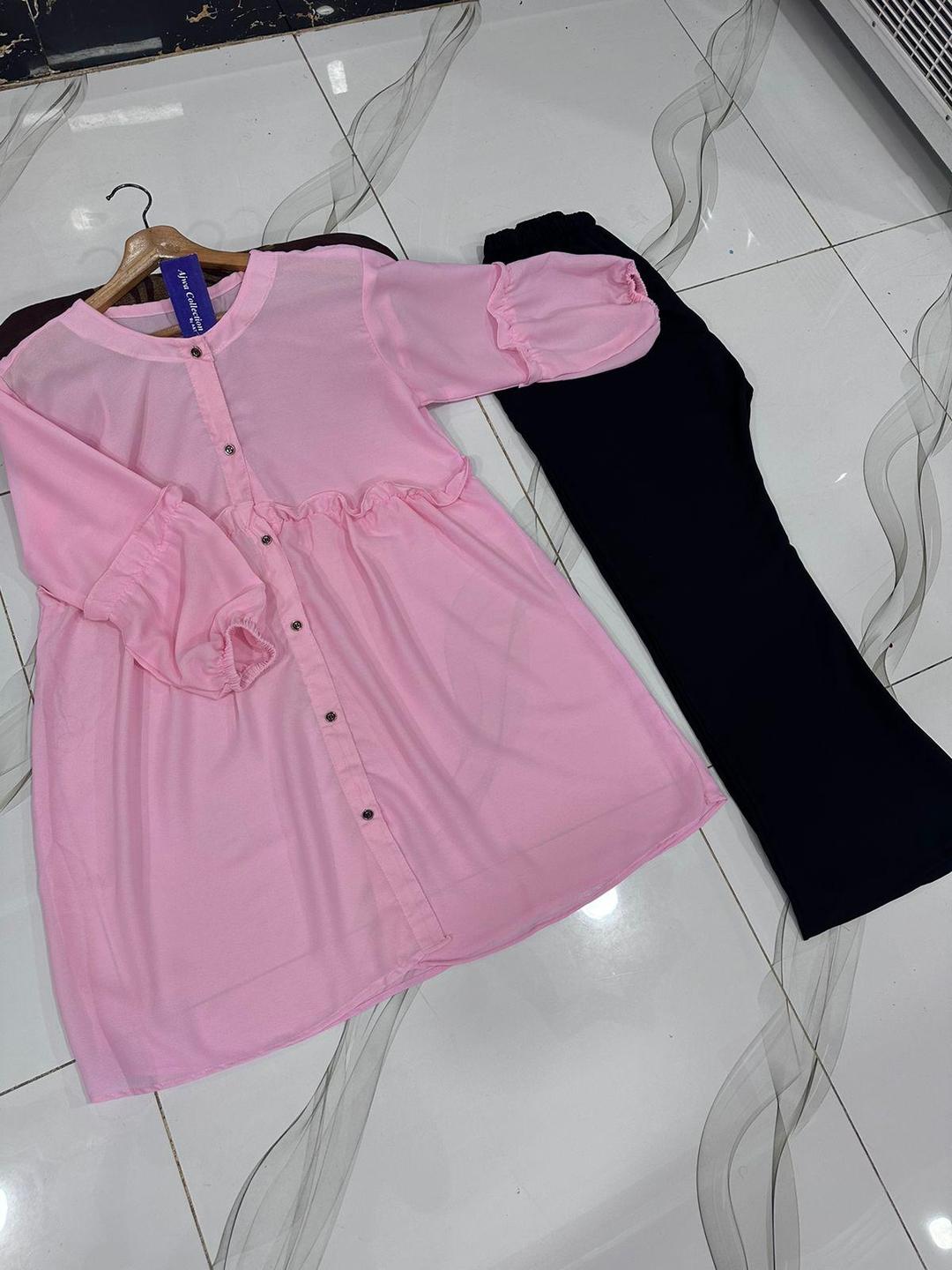 Stylish Women's Stitched Georgette Shirt And Trouser Set - 2 Pcs