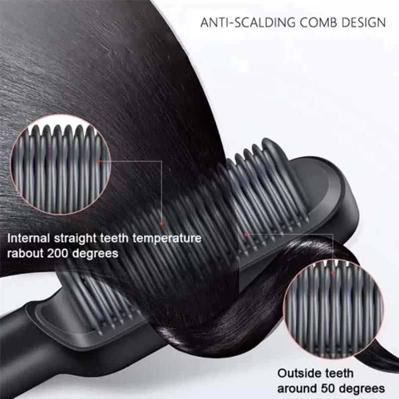 Electric Hair Straightener Brush with 5-Stage Heat Control