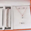 Hot Selling Simple suit Jewelry Fashion All-match Zircon Necklace Earrings Ring Bracelet Four-piece Jewelry in stock