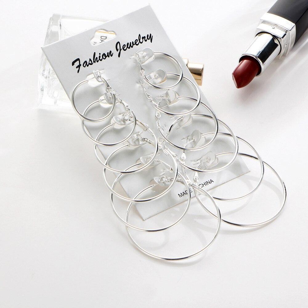 Plain Silver Hoops, Pack Of 6