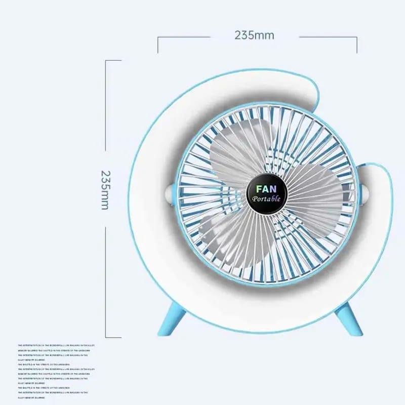 RGB Desktop Fan with 180° Swing Head, ABS Plastic, Lightweight & Stylish