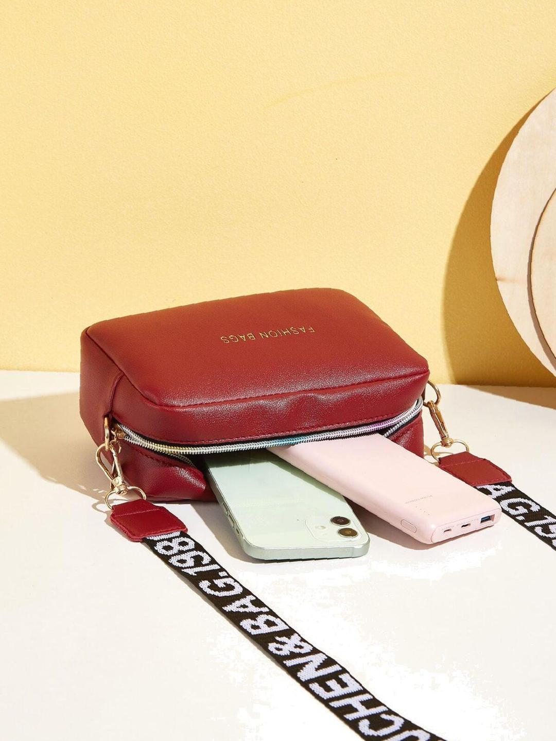 Chic Maroon PU Leather Crossbody Bag for Girls