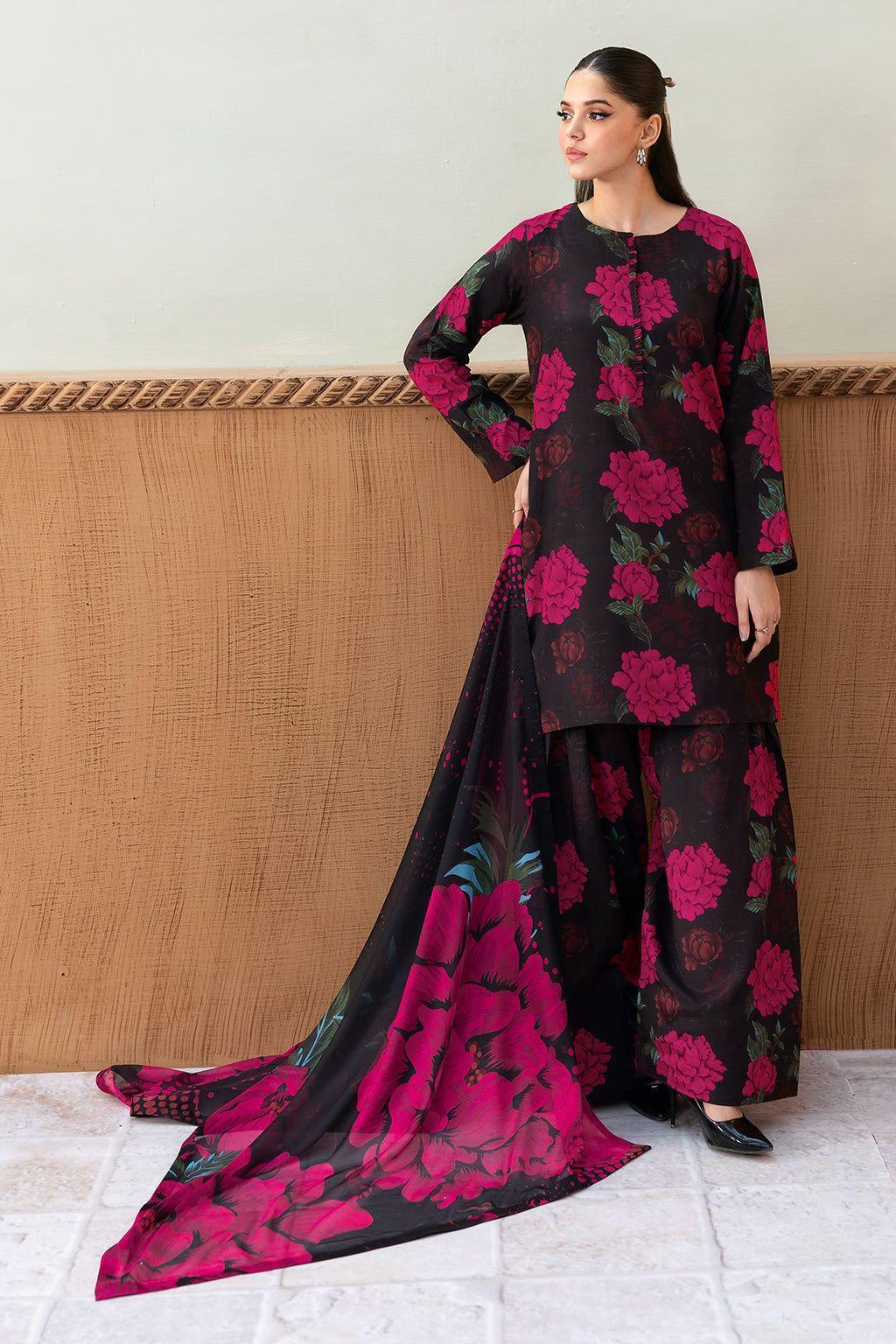 3 Pcs Women's Unstitched Digital Print Suit