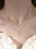 1pc Elegant Double-Layer Butterfly Pendant Necklace Chain, Fashion Versatile Choker For Women, Suitable For Holidays And Daily Wear