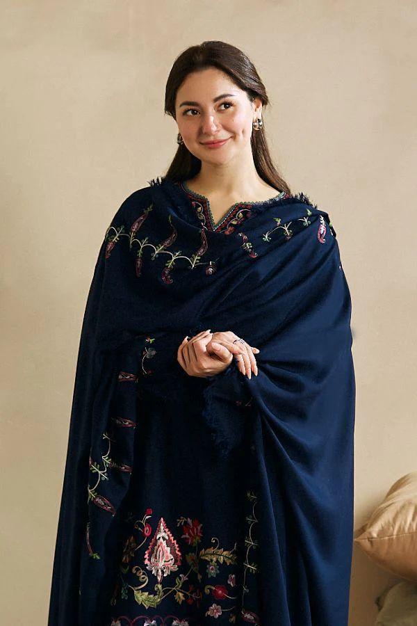 3 Pcs Women's Unstitched Dhanak Embroidered Suit