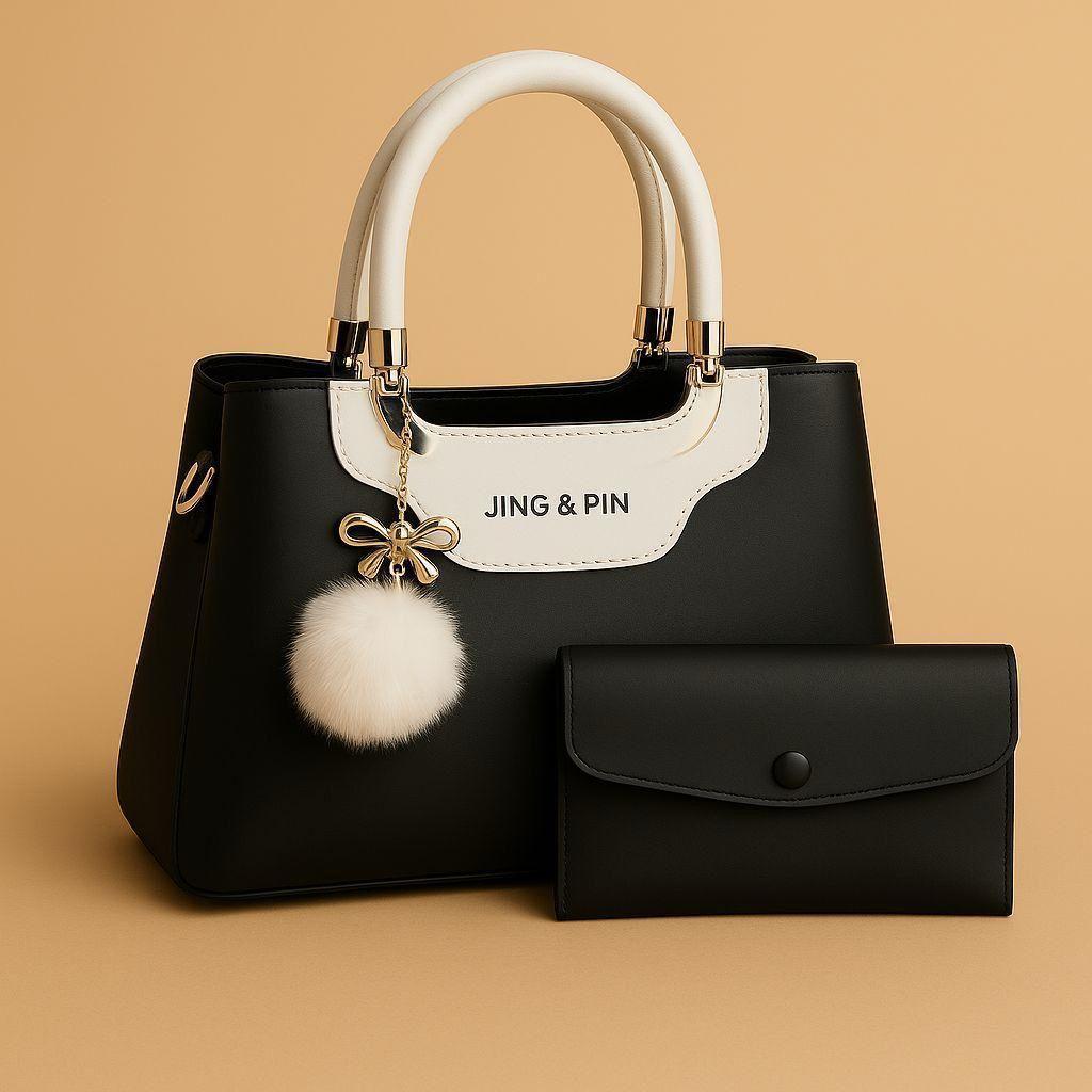 Women's PU Leather Plain Hand Bag Set