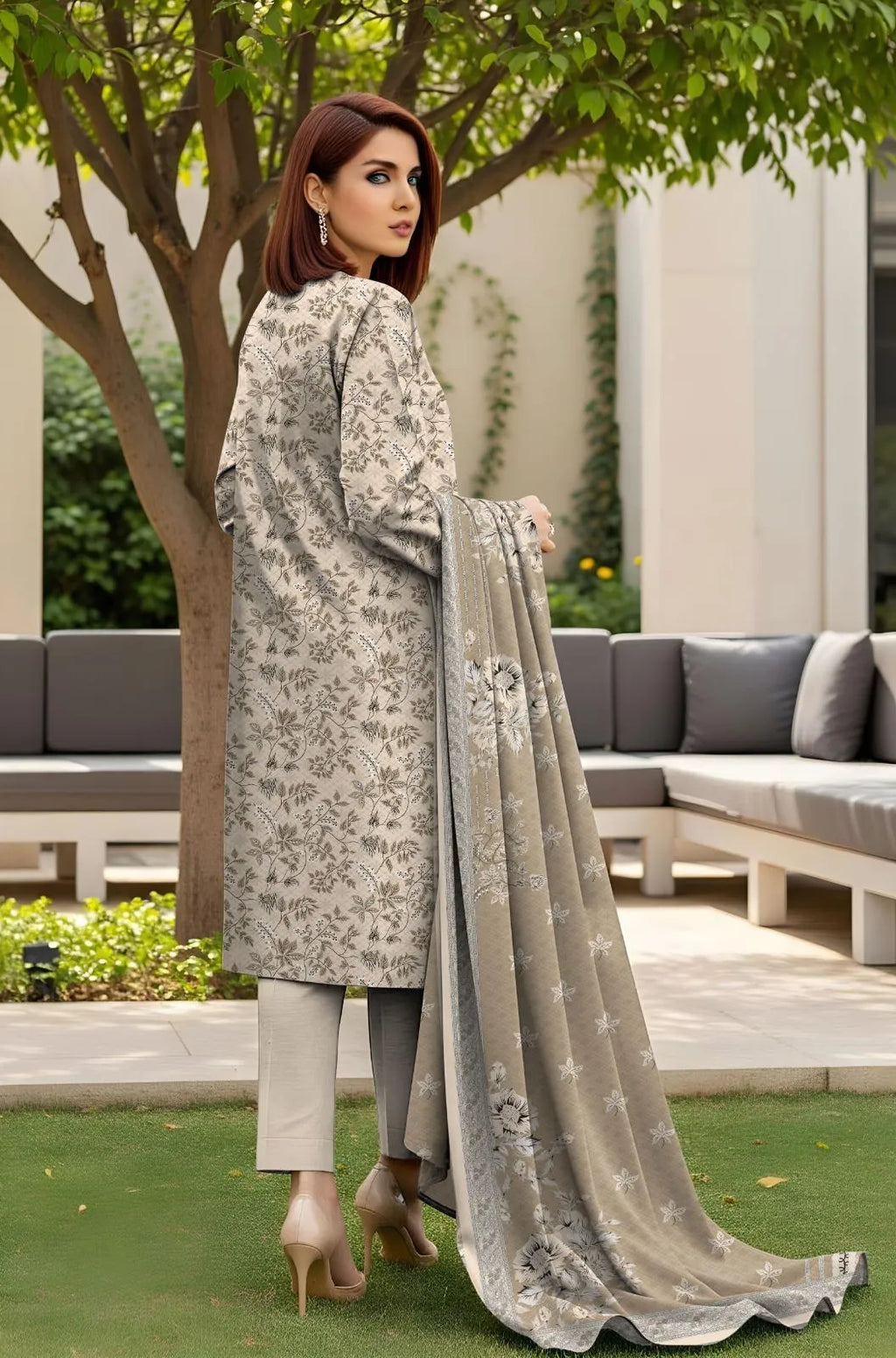 Unstitched Printed Lawn Suit for Women Eid Wedding Casual