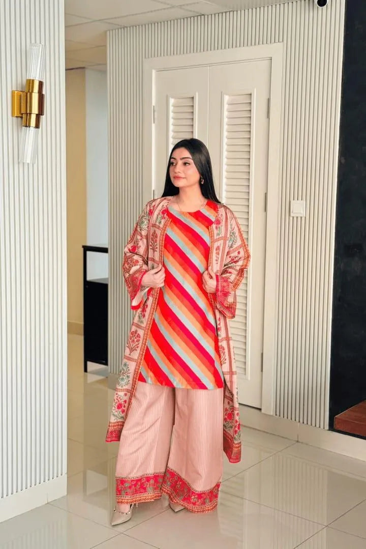 Pakistani Women Printed Lawn Suit 3-Piece Swiss