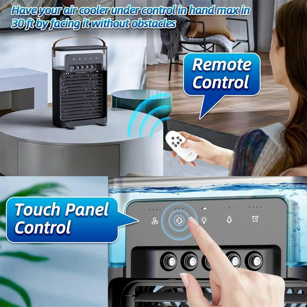 Mini Air Conditioner Black White ABS Remote Control