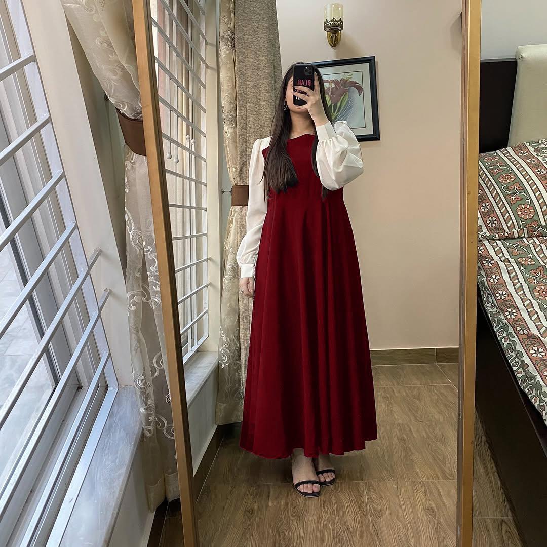 1 Pc Women's Stitched Plain Maxi
