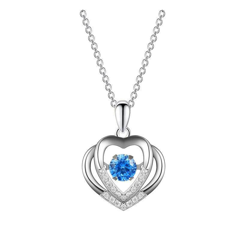 With you in my heart 925 sterling silver beating heart smart necklace female clavicle chain