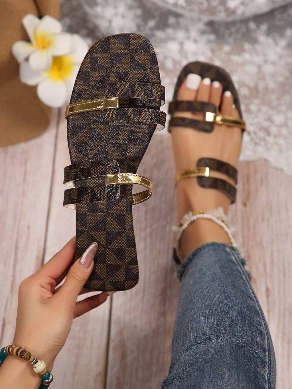 Women's New Flat Bottom Flat Heel Casual Sandals, Comfortable Slippers For Spring/Summer,Beach Outfits