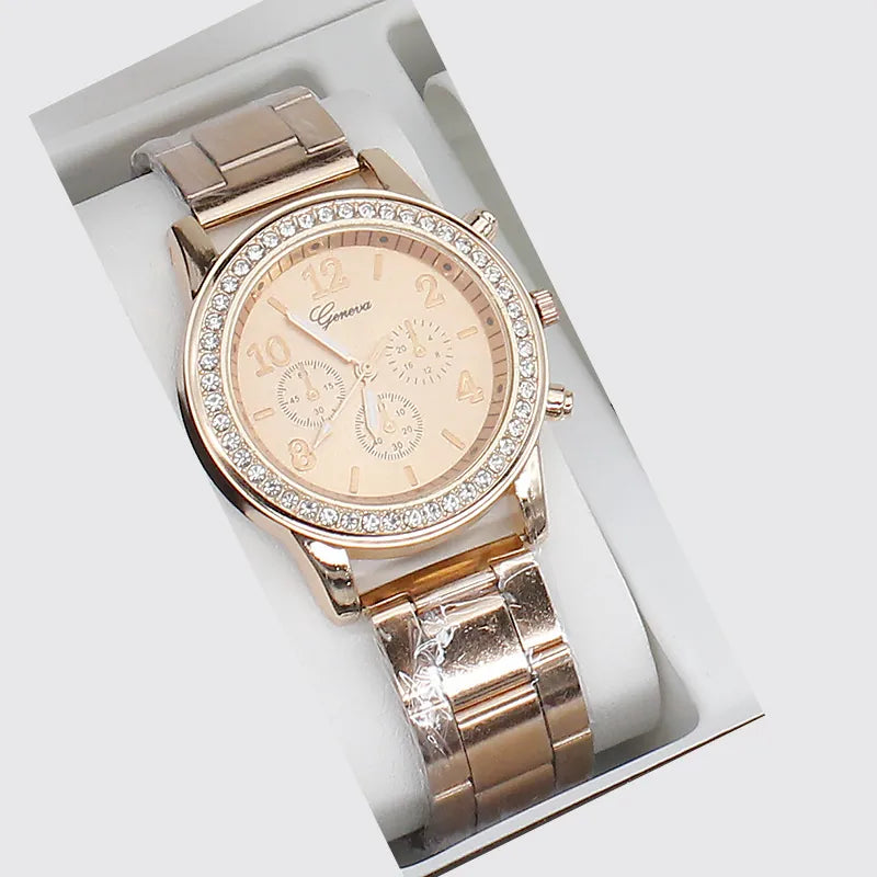 watch 5pcs/set new watch women's fashion quartz watch + jewelry suit foreign trade watch wholesale