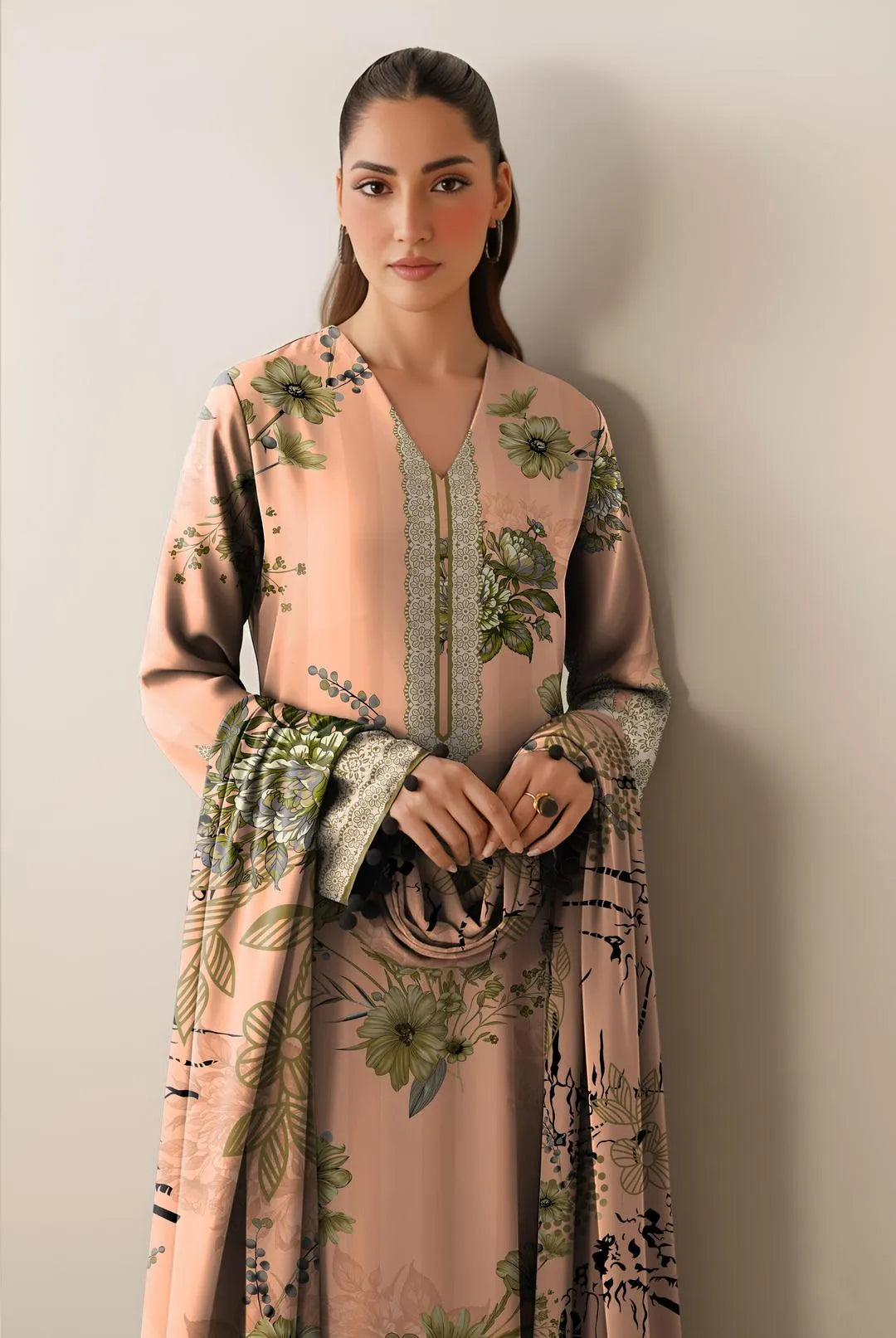 3 Pcs Women's Unstitched Printed Suit
