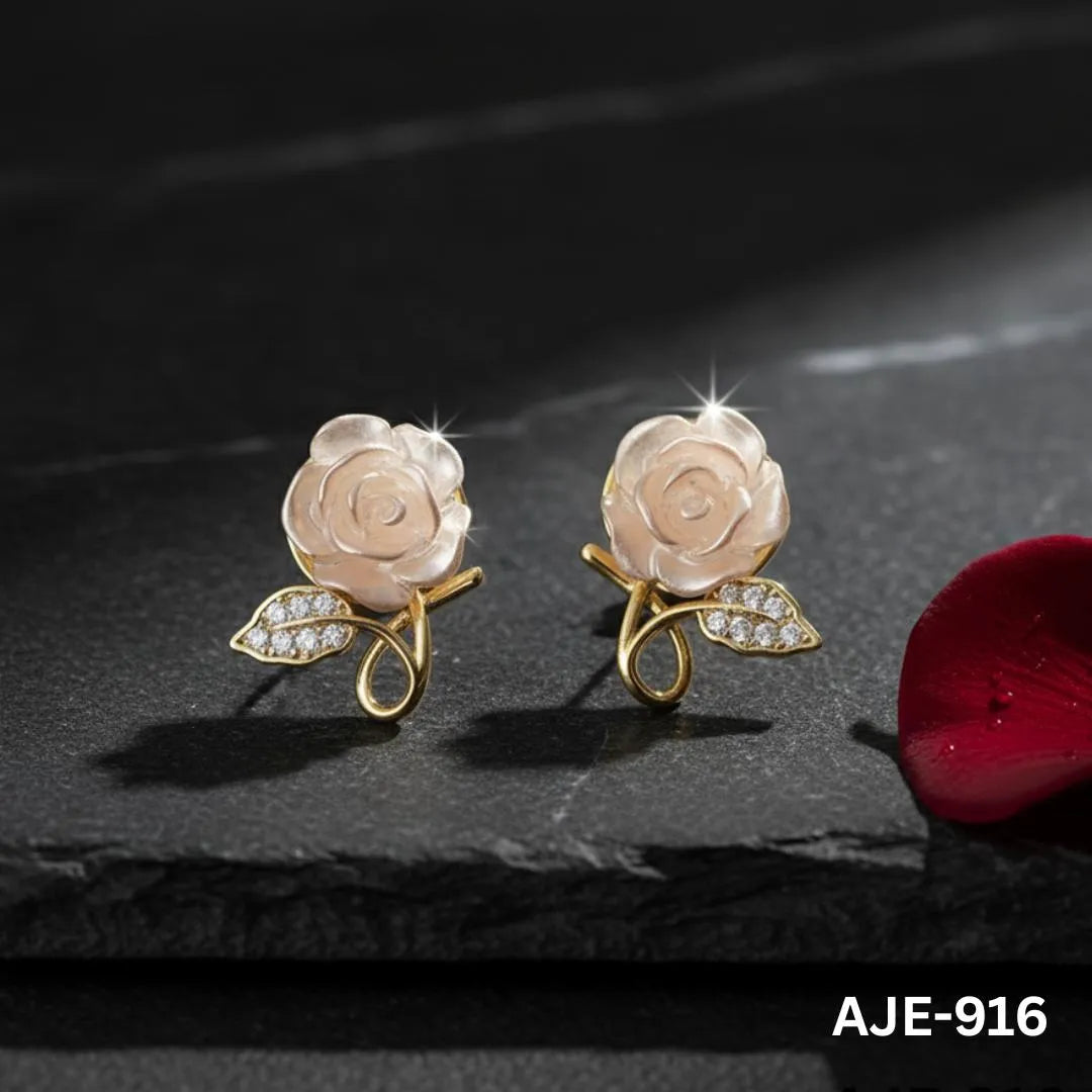 White Rose Korean Earrings for Women Wedding Office