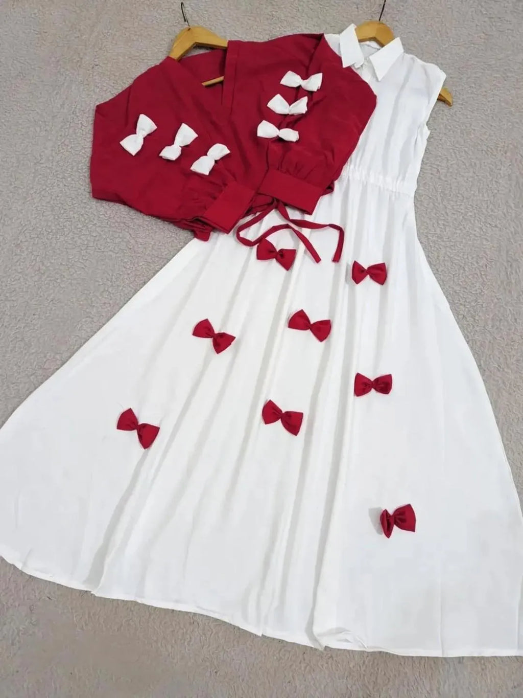 Premium Georgette Bow Top & Maxi Set 2Pcs