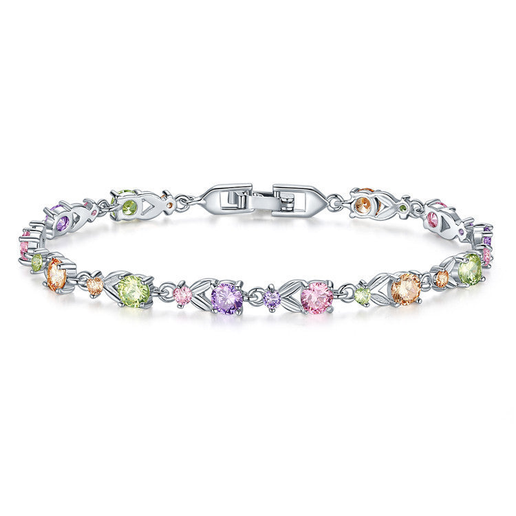 Multicolored Gemstone Bracelet for Women with Gold Plating