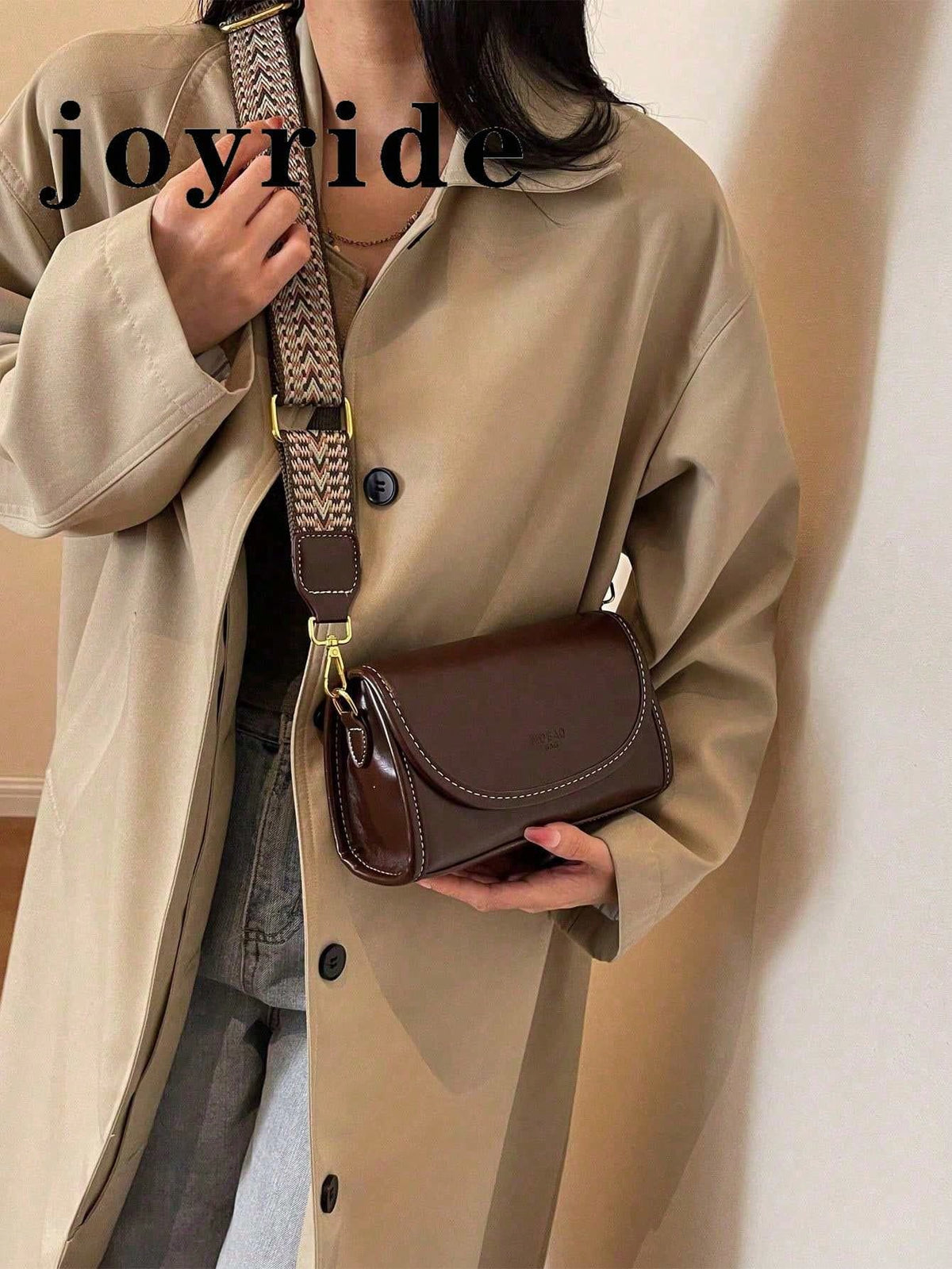 Retro Fashion Wide Strap Square Shoulder Bag - Fashionable Solid Color Flap Crossbody Bag With Adjustable Strap, Suitable For Women - Perfect For Daily Use And Travel