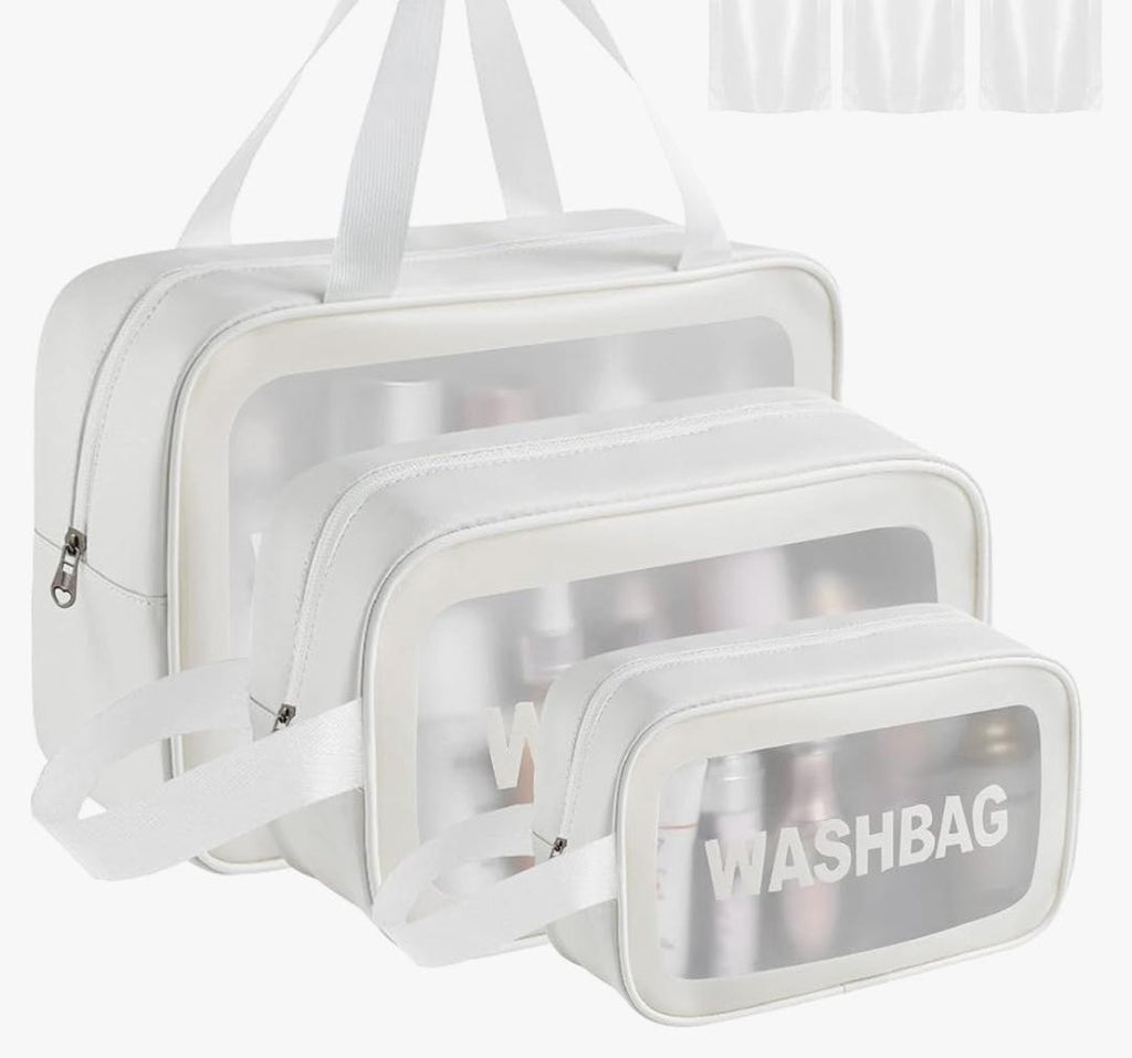 3-Piece Wash Bag Set for Makeup Storage