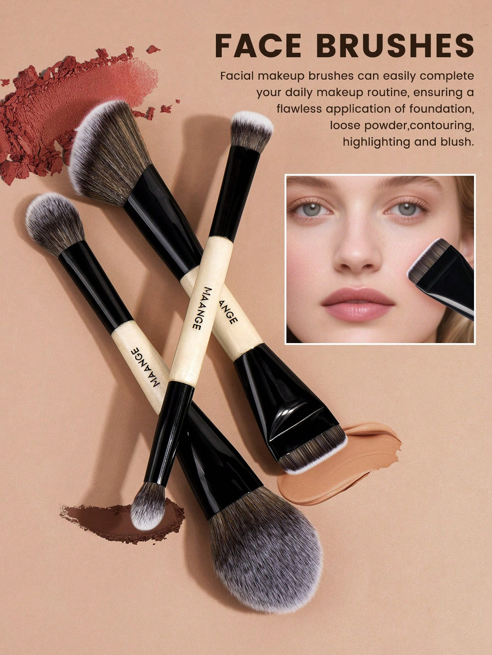 MAANGE Professional Double-Ended Makeup Brushes Set