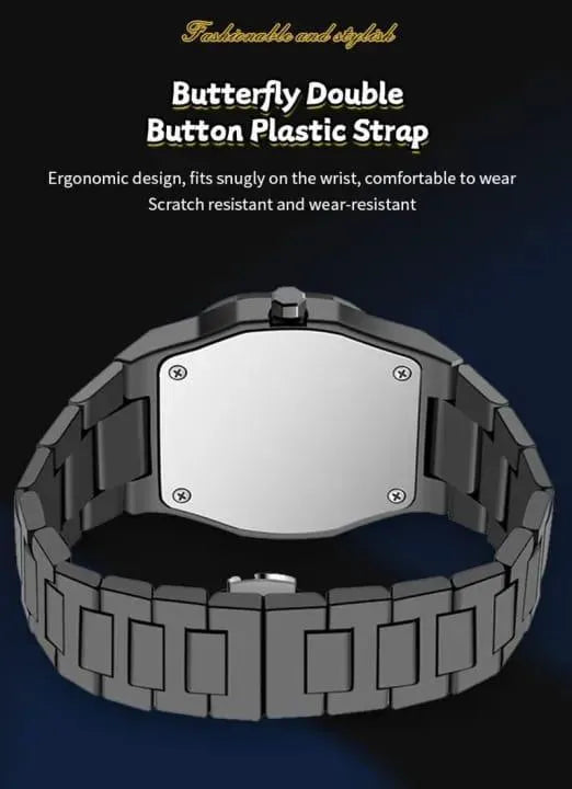 Men's Carbon Fiber Black Arabic Aura Watch