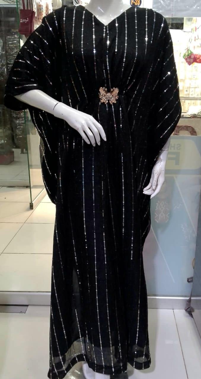Sequins Embroidered Chiffon Shirt - Women's Stitched Kaftan (1 Pc)