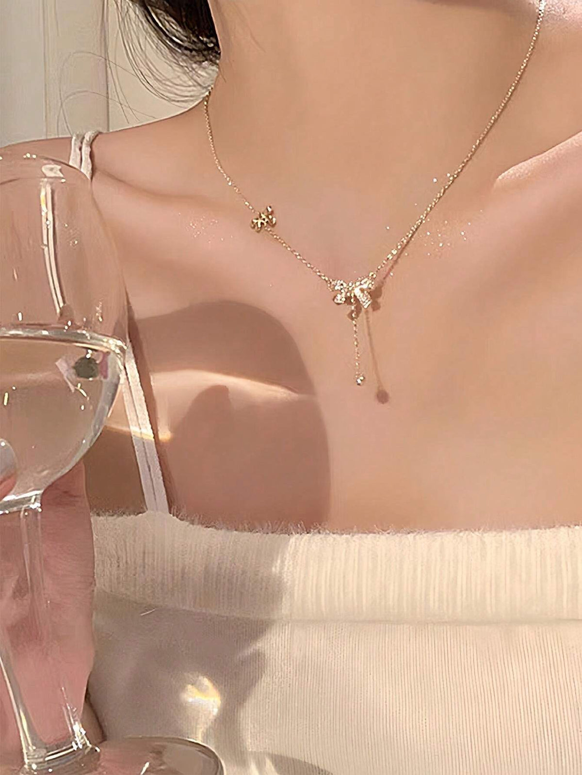 1pc Women's Rhinestone Butterfly Pendant Necklace, Suitable For Daily Wear