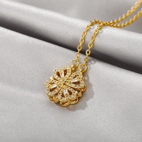 Magnetic Heart Design Gold Plated Locket - 1 Pc