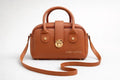 Women's Brown Leather Shoulder Bag with Top Handle