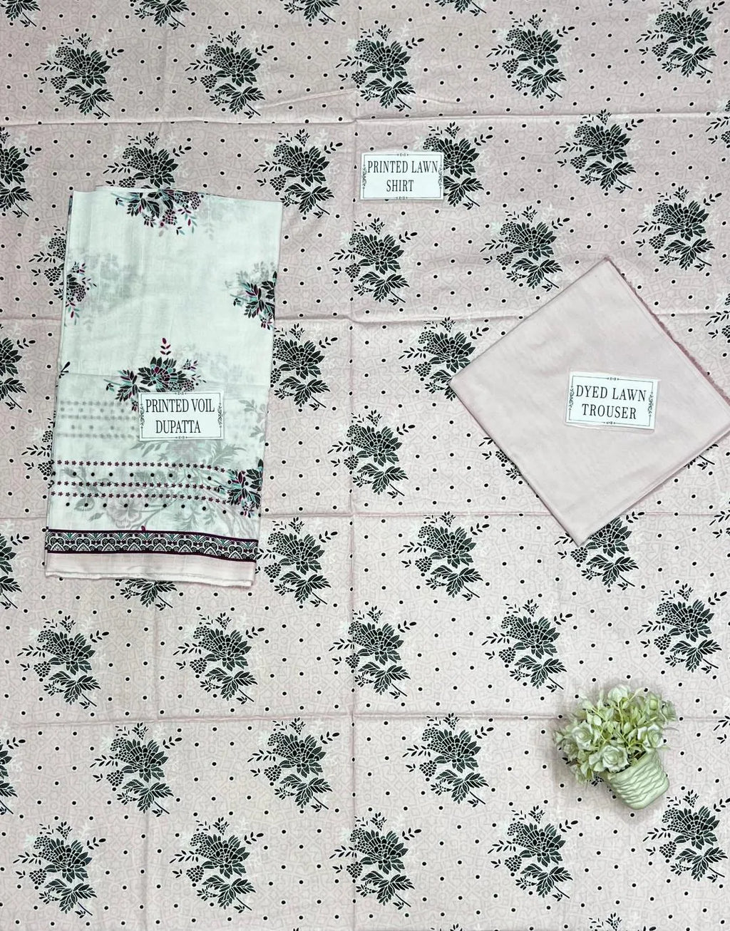 Pakistani Floral Printed Kurta Set with Shawl
