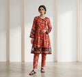Women's Multicolor Lawn Printed Frock & Trouser Set