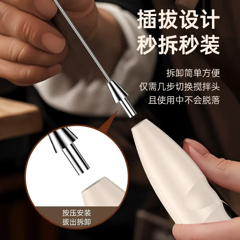 White Electric Milk Frother with Strong Power