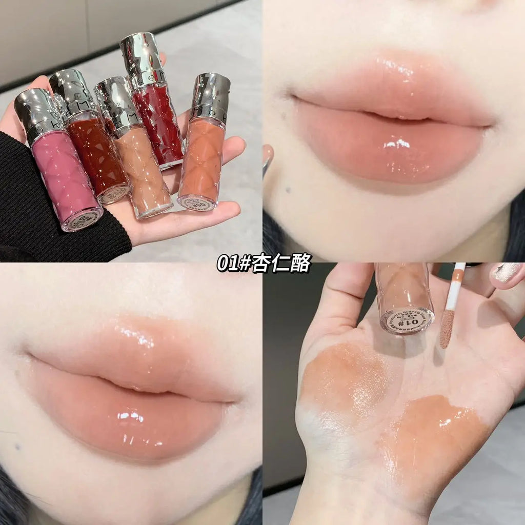 Kekemood Moisturizing Nude Lip Gloss, Water-Glossy Mirror Lipstick, Low-Saturation Natural Look, Brightening, Affordable Glass Lip Mud in Nude Color