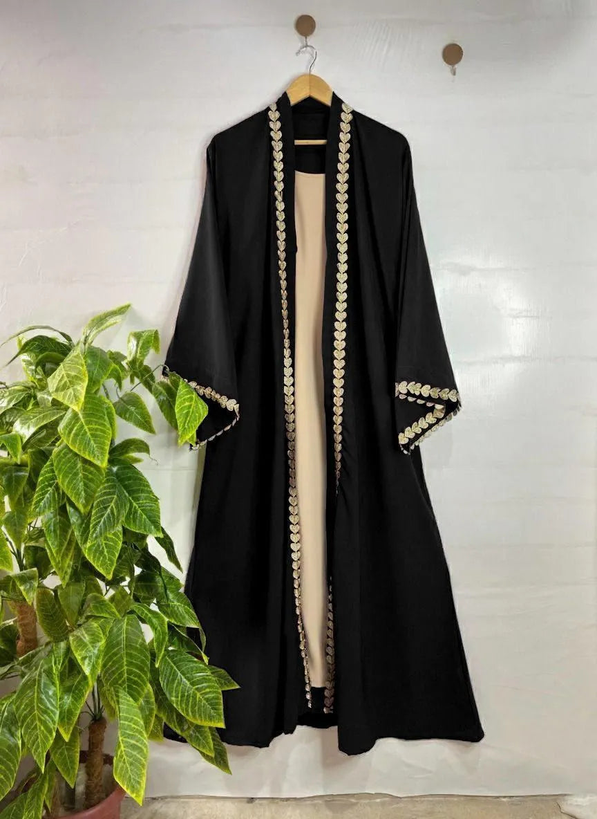 Black Georgette Embroidered Abaya for Girls