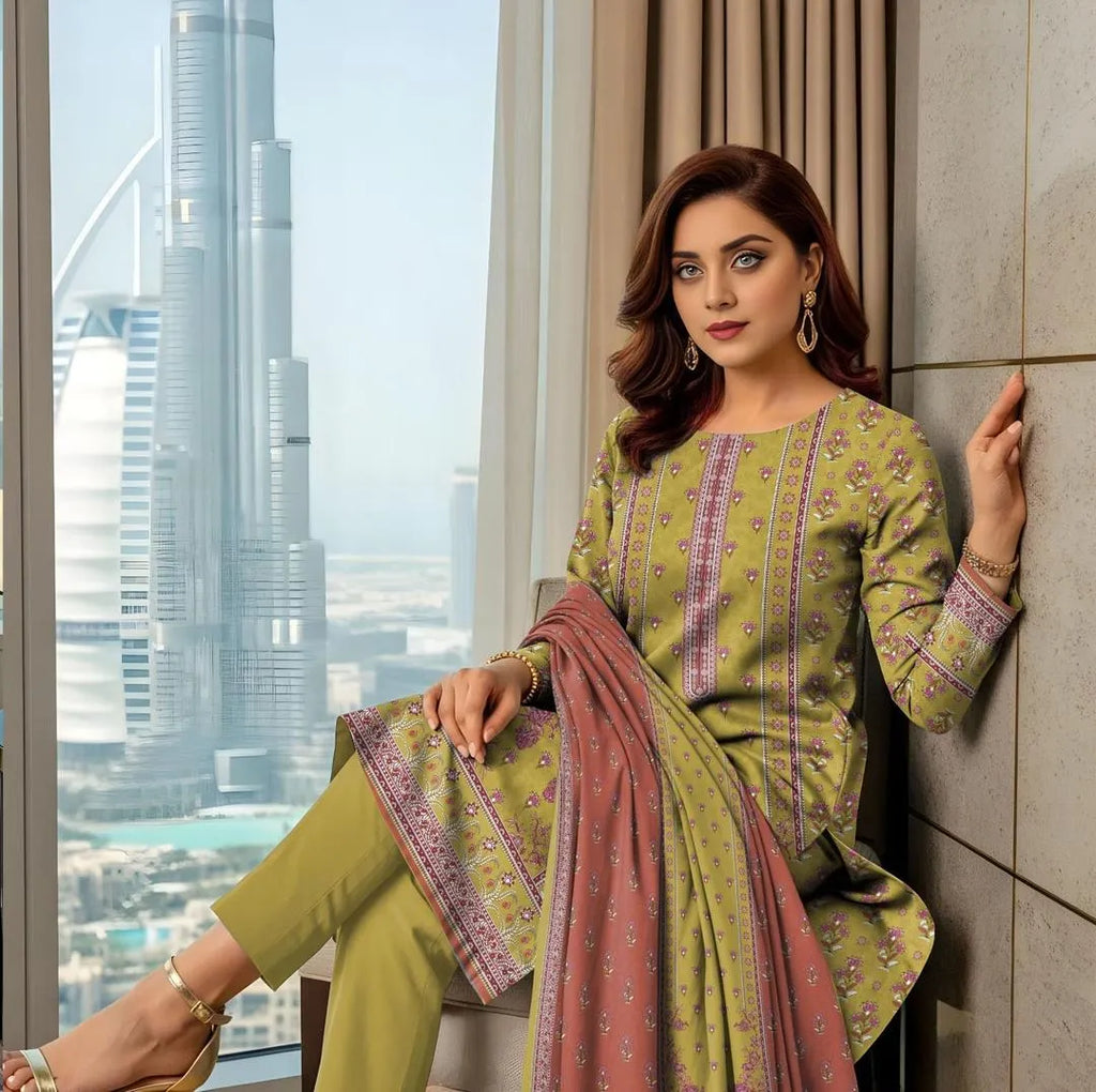 3 Pcs Women's Unstitched Printed Suit