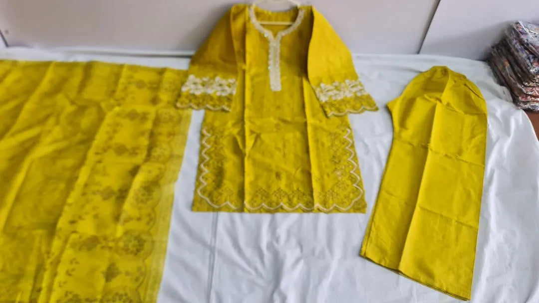 Mustard Embroidered 3Pcs Cotton Lawn