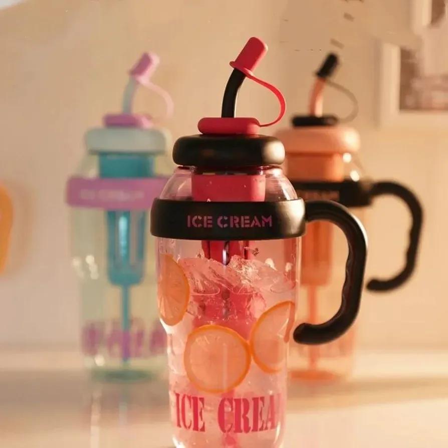 Premium Quality Gym Water Bottle with Straw & Handles