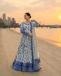3 Pcs Women's Stitched Arabic Lawn Printed Maxi Suit