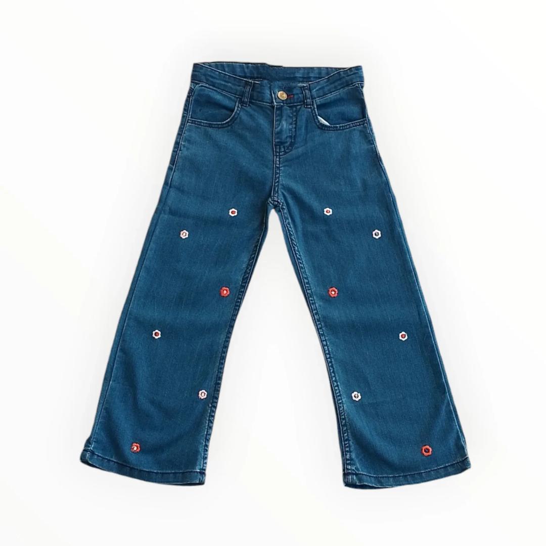 Stylish Girl's Denim Jeans - Embroidered Design, 1 Pc