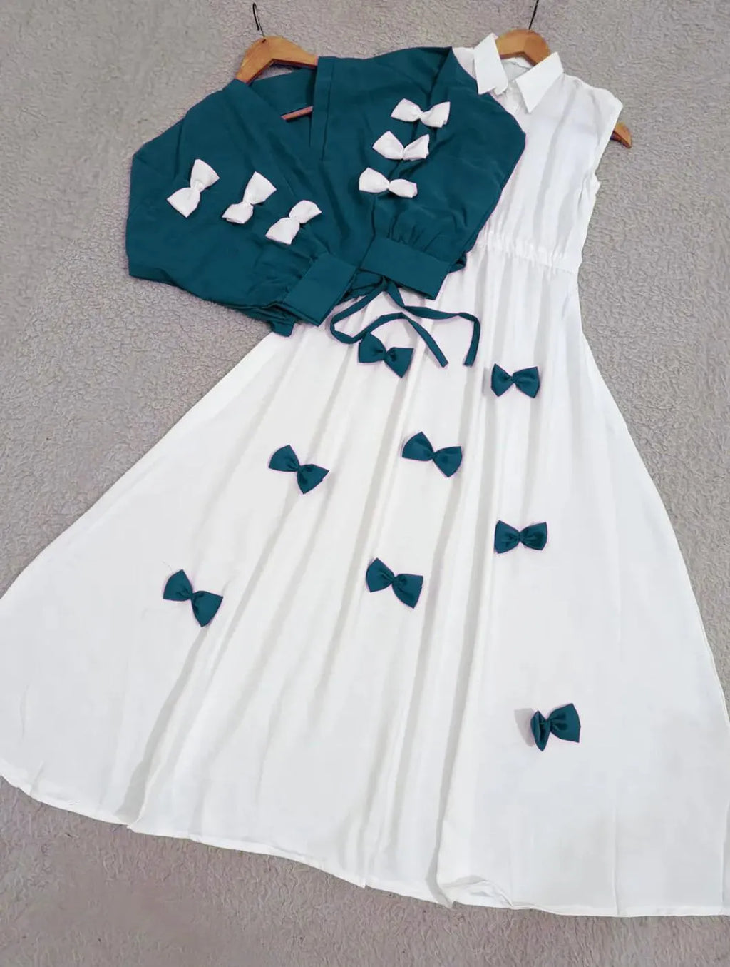 Premium Georgette Bow Top & Maxi Set 2Pcs